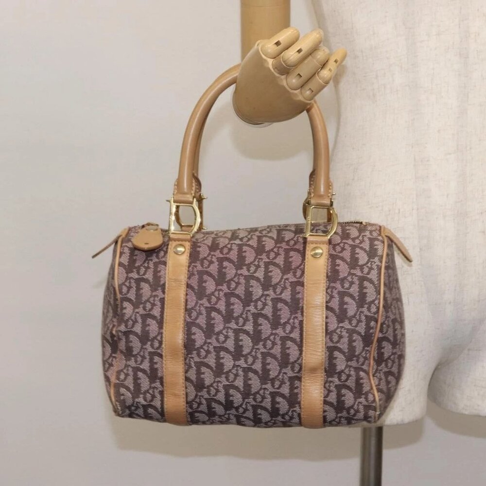 Christian Dior Trotter Canvas Mini Boston Bag Pink Gold Auth 144280 - Picture 15 of 16